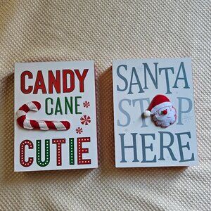 Ashland Christmas Wooden Decorations‎ Signs - Candy Cane Cutie & Santa Stop Here